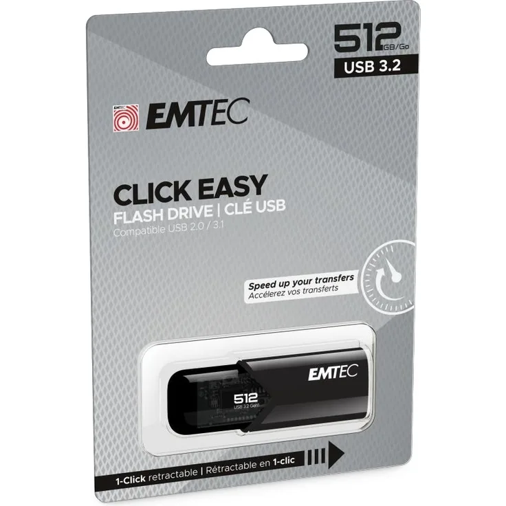 EMTEC USB-Stick 512GB B110 USB 3.2 Click Easy Black