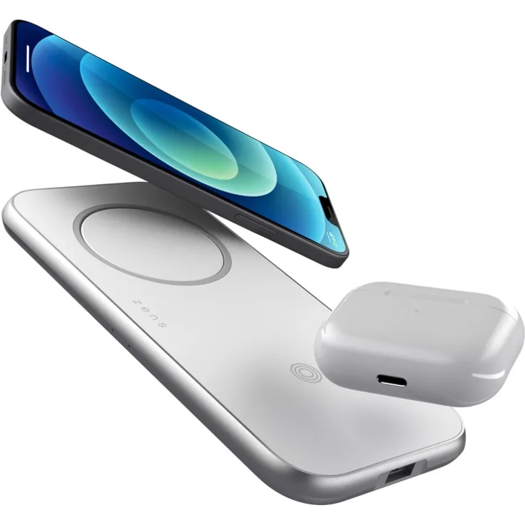 Zens Aluminium 3-1 Wireless Charger 45W USD PD Mag - Weiss
