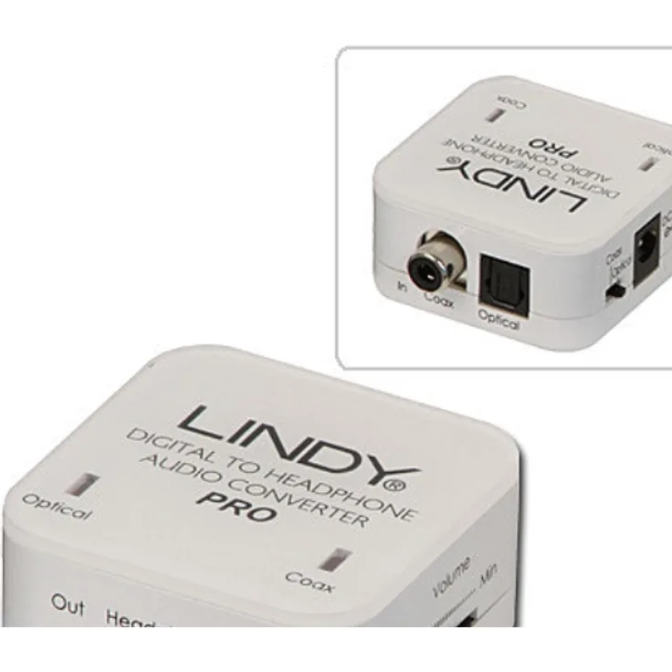 Lindy Audiokonverter Pro SPDIF Digital -> Analog (3,5mm Stereoanschluss) Kompakter Audiokonverter um unkomprimierte digitale optische (TosLink) bzw. elektrische (Coax, RCA) in analoge Audiosignale zu wandeln! (70467)