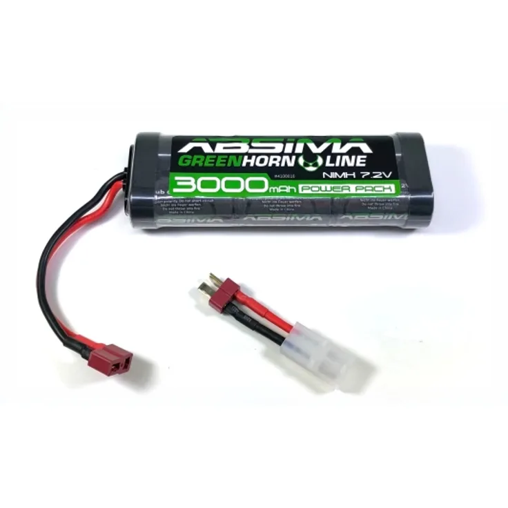 Greenhorn NiMH Stick Pack 7.2V 3000 (T-Plug + Tamiya Adapter)