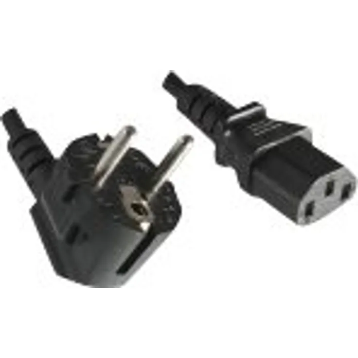 Helos Netzanschlusskabel, Schutzkontaktstecker 90 auf C13, schwarz, 1,0m