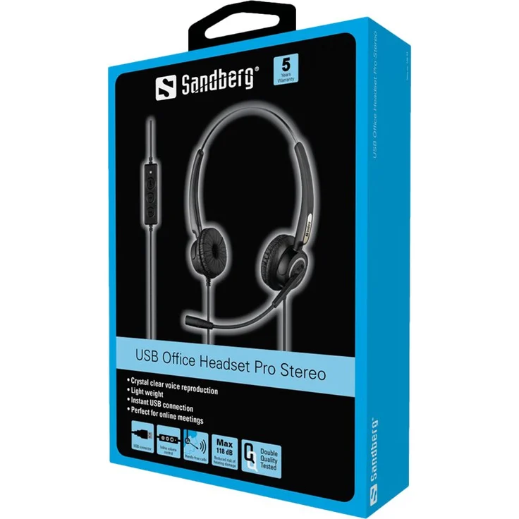 Sandberg Office Pro Headset On-Ear kabelgebunden USB (126-13), schwarz – Bild 2