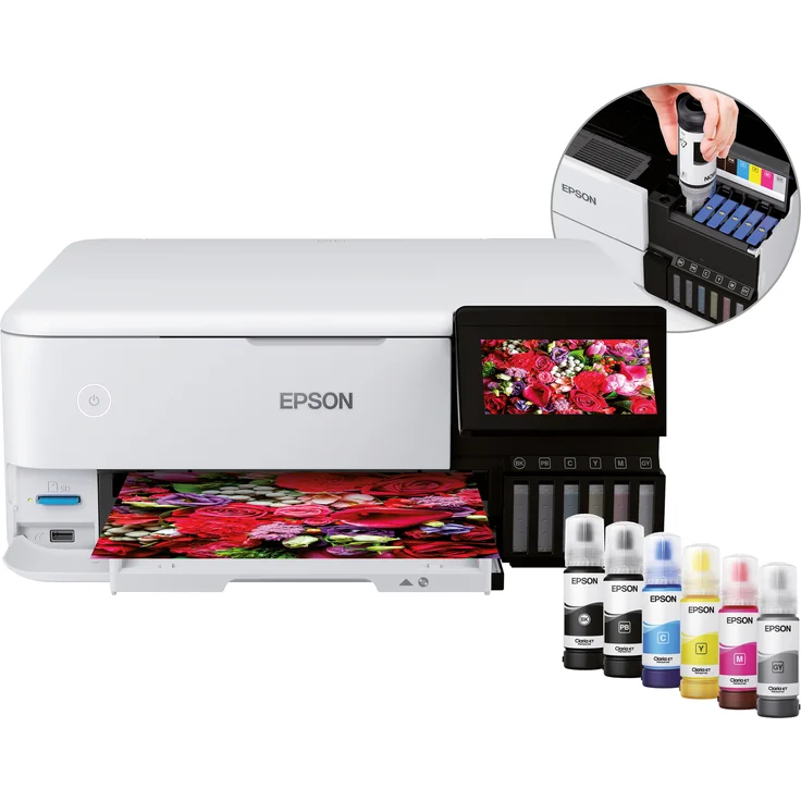 Epson EcoTank ET-8500 (3-in-1) Multifunktionsdrucker - (Tintenstrahl) Farbe, Druckgeschwindigkeit: 16 s/w, 12 Farbe, Auflösung: 1440 x 5700, LAN, WLAN, AirPrint, Wi-Fi Direct (C11CJ20401) – Bild 5