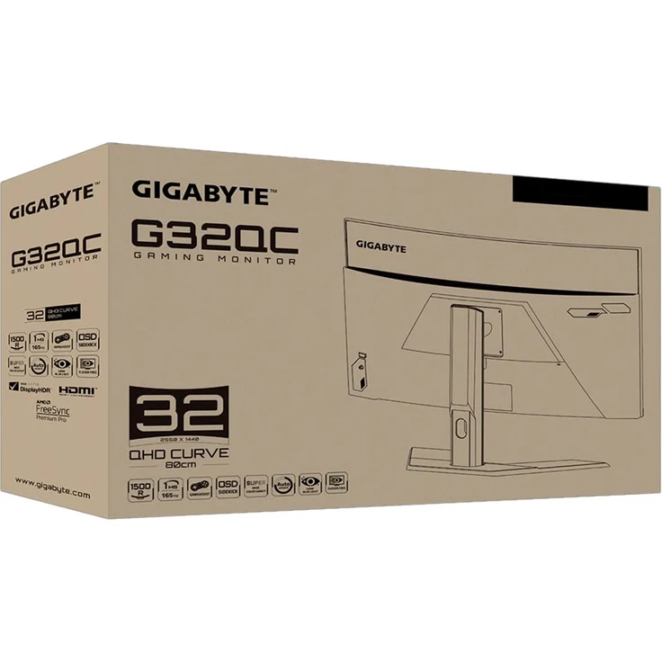 GIGABYTE G32QC A - 31,5 Zoll, Quad HD (2560 x 1440), VA-Panel, 165Hz, 1ms, 350cd/m² (G32QC A-EU) – Bild 7