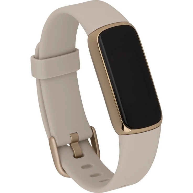 Fitbit Luxe Fitness-Tracker GPS, Damen, Einheitsgröße, Edelstahlgehäuse, Silikonarmband, Mondweiß/Softgold – Bild 8