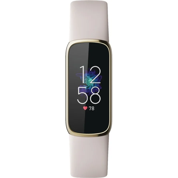 Fitbit Luxe Fitness-Tracker GPS, Damen, Einheitsgröße, Edelstahlgehäuse, Silikonarmband, Mondweiß/Softgold – Bild 2