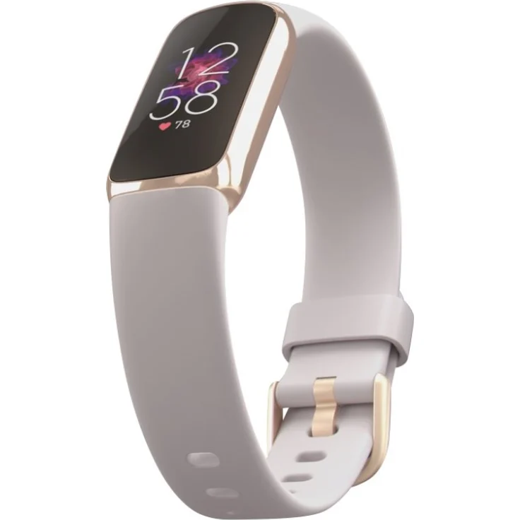 Fitbit Luxe Fitness-Tracker GPS, Damen, Einheitsgröße, Edelstahlgehäuse, Silikonarmband, Mondweiß/Softgold – Bild 7