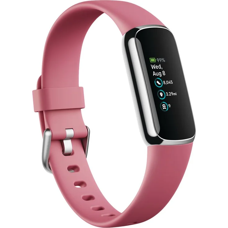 Fitbit Luxe Fitness-Tracker GPS, Damen, Einheitsgröße, Edelstahlgehäuse, Silikonarmband, Orchidee/Platin – Bild 10