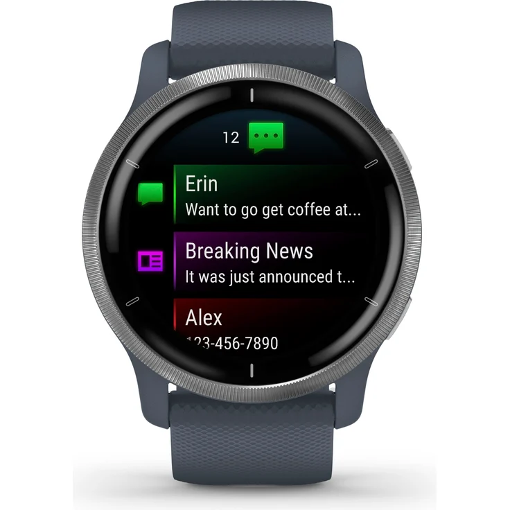 Garmin Venu 2 Smartwatch GPS, Unisex, Einheitsgröße, Edelstahl+Kunststoffgehäuse, Silikonarmband, Silber/Granitblau (010-02430-10) – Bild 8