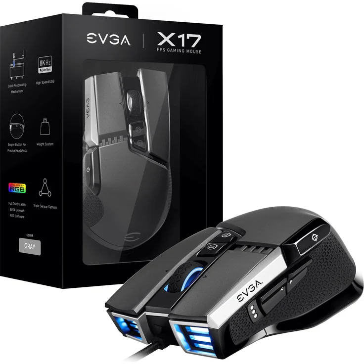 EVGA X17 Gaming Maus schwarz, USB (903-W1-17BK-K3/903-W1-17BK-KR) – Bild 7