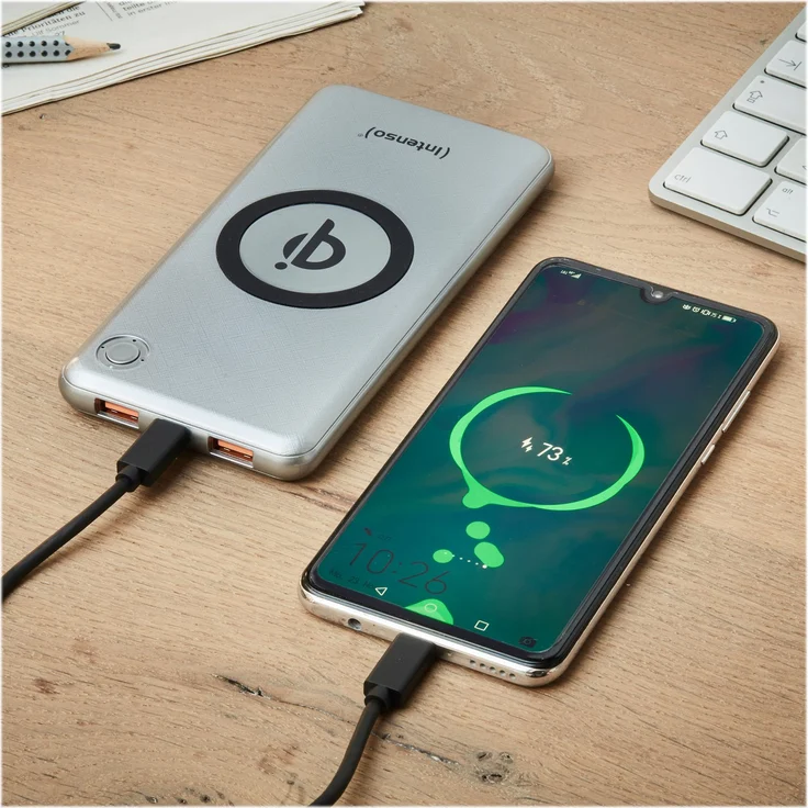 Intenso Powerbank WPD10000, externes Ladegerät mit Wireless Charging, Power Delivery und Quick Charge, 10000 mAh, geeignet für Qi-fähige Smartphones/Tablet PCs, silber – Bild 10