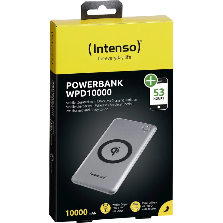 Intenso Powerbank WPD10000, externes Ladegerät mit Wireless Charging, Power Delivery und Quick Charge, 10000 mAh, geeignet für Qi-fähige Smartphones/Tablet PCs, silber – Bild 5