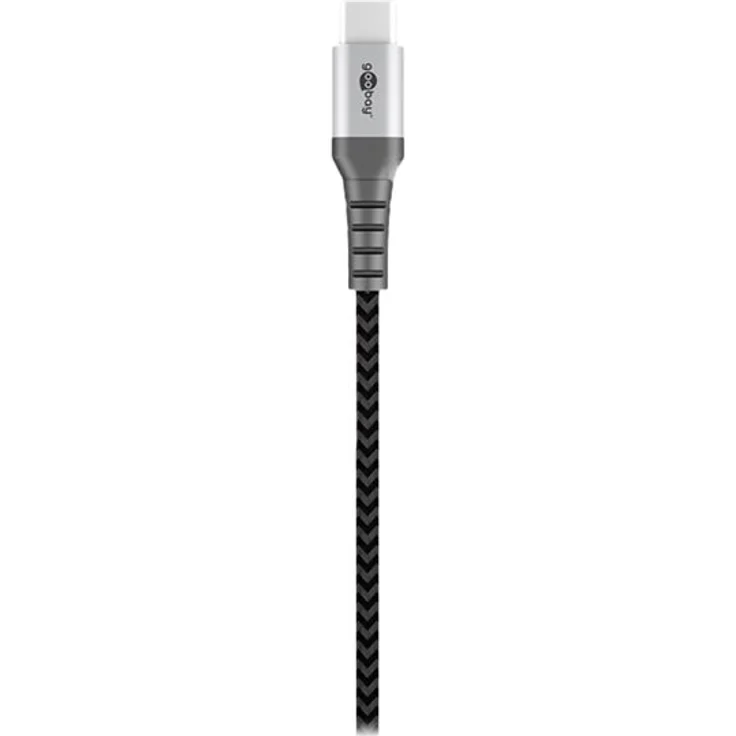 Goobay USB-C auf USB-A Textilkabel mit Metallsteckern (space grau-silber) 2 m, 2 m, Schwarz-Grau - elegantes und extra-robustes Verbindungskabel für Geräte mit USB-C Anschlus (49297) – Bild 5