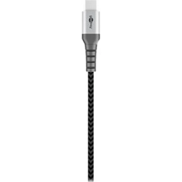 Goobay USB-C auf USB-A Textilkabel mit Metallsteckern (space grau-silber) 2 m, 2 m, Schwarz-Grau - elegantes und extra-robustes Verbindungskabel für Geräte mit USB-C Anschlus (49297) – Bild 4