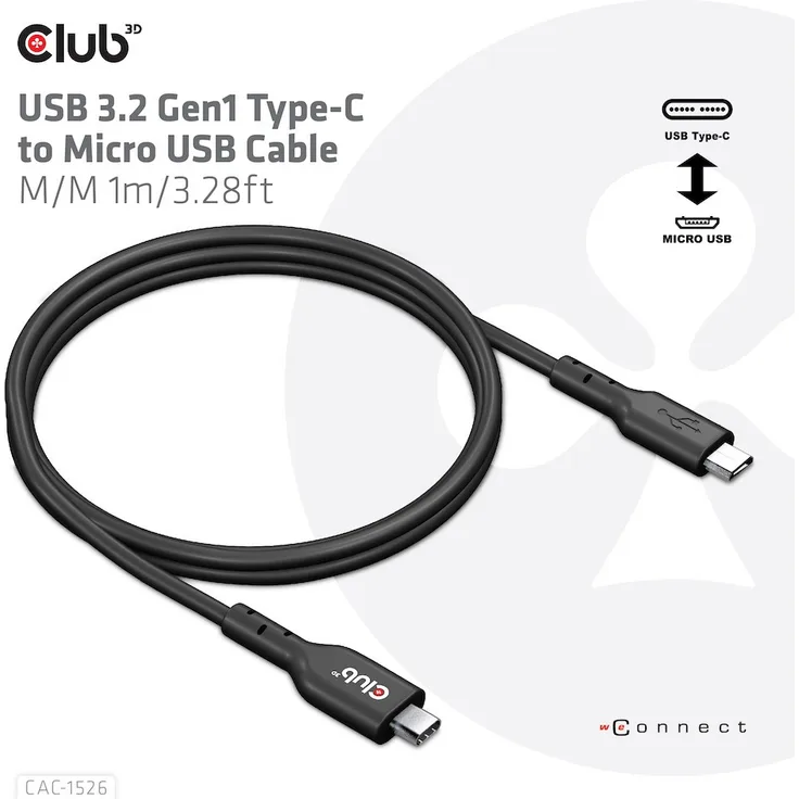 Club3D Kabel USB 3.2 Typ C Micro USB 1m St-St retail