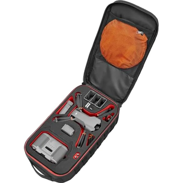 TOMcase Rucksack „Ready-to-Fly“ für DJI Mini 5 Pro, wasserabweisend, ergonomisches Design, mit Platz für 6 Akkus und Zubehör – Made in Germany