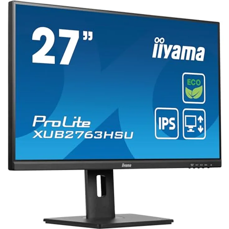 iiyama Prolite XUB2763HSU-B1 68,6cm 27" IPS LED-Monitor Full-HD 100Hz HDMI DP USB3.2 Slim-Line Höhenverstellung Pivot FreeSync Energieklasse B schwarz