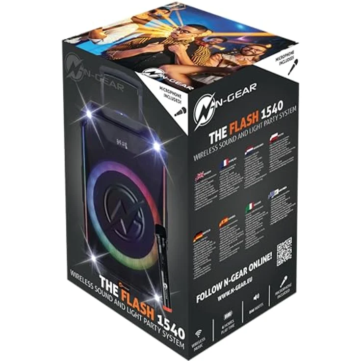 N-Gear The Flash 1540, 15-Zoll Bluetooth-Lautsprecher mit Lichtshow, Mikrofon und 500 Watt Leistung – Bild 14