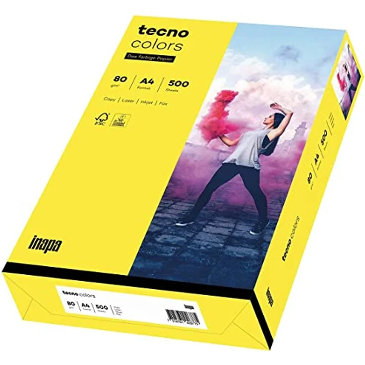 tecno Multifunktionspapier colors, A4, 80 g-qm, gelb – Bild 2