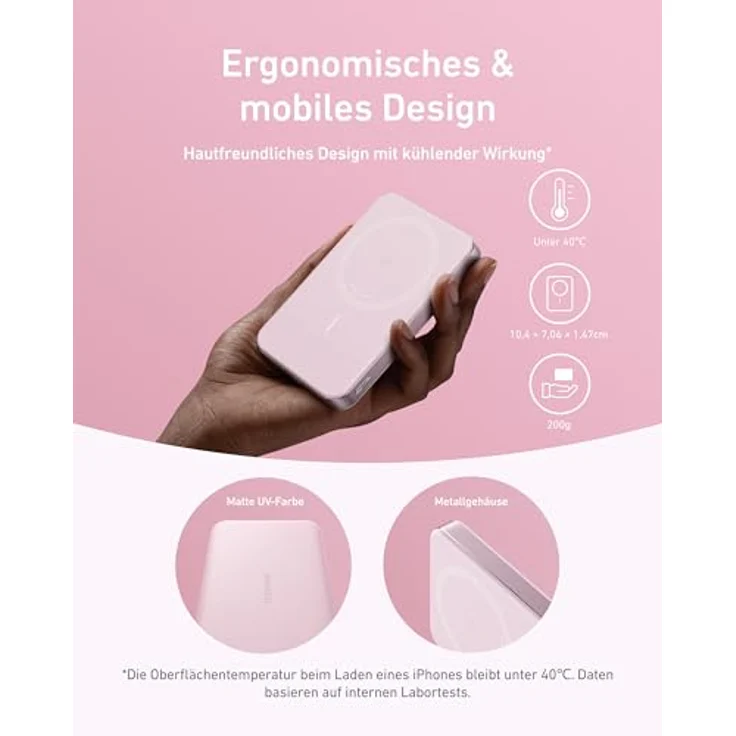 Anker MagGo Powerbank, Ultra-schlankes 10.000mAh magnetisches Akkupack, Qi2-zertifiziert, portabel, 15W Ultra-schnelles MagSafe-kompatibles Ladegerät, ergonomisches Design - Nur für iPhone 15/14/13/12 – Bild 4