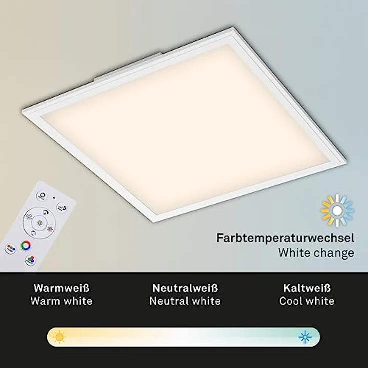 BRILONER Leuchten - Ultraflaches RGB CCT LED Panel, Deckenleuchte quadratisch (45 x 45cm), Weiß, Farbtemperatursteuerung (3.000-6.500 Kelvin), Dimmbar, 2.400 Lumen Lichtleistung – Bild 3