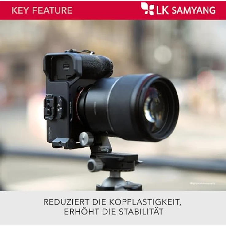 SAMYANG Stativschelle für Sony E-Mount, Schnellwechselplatte mit Arca-Swiss Funktion, kompatibel mit Manfrotto und DJI RS2, reduziert Kopflastigkeit für optimale Balance – Bild 3