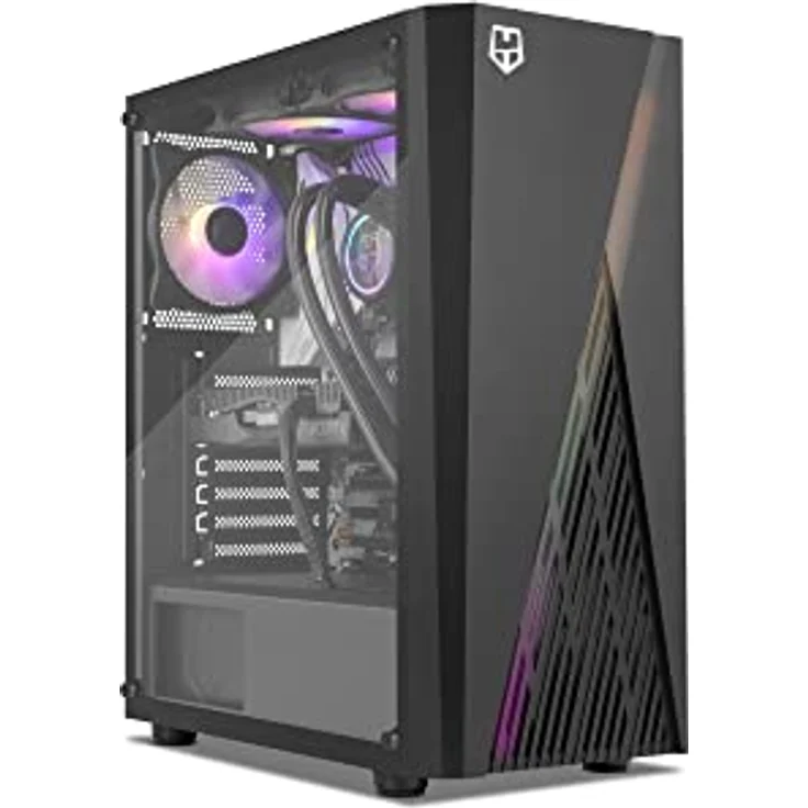 NOX HUMMER FROST -NXHUMMERFROST- Micro Tower micro ATX;ATX, bis zu 6 Lüfter 160mm, Gaming Design, ARGB Regenbogen LED Streifen, gehärtetes Glasfenster, großformatige Grafik, USB 3.0, Schwarz – Bild 2