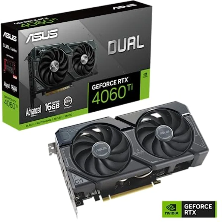 ASUS Dual GeForce RTX 4060 Ti Advanced Edition 16GB GDDR6 Gaming Grafikkarte (Nvidia RTX4060 Ti DLSS 3, PCIe 4.0, 1x HMDI 2.1a, 3x DisplayPort 1.4a, schwarz, DUAL-RTX4060TI-A16G) – Bild 2