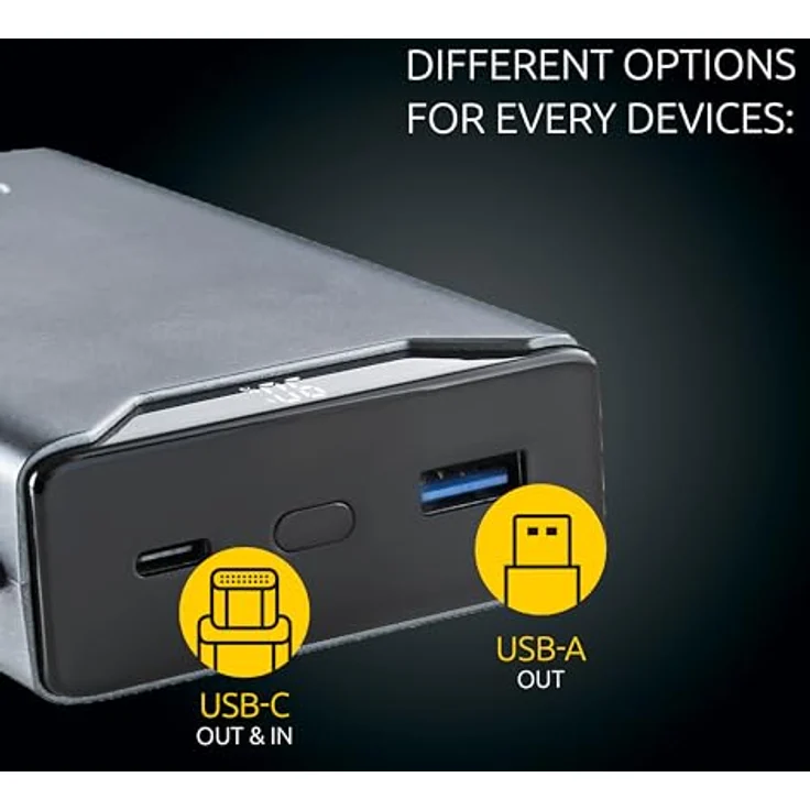 Intenso Powerbank F20000, externer Akku mit PD (20W) & QC (18W), USB-C und USB-A Anschluss, 20000mAh, Grau – Bild 3