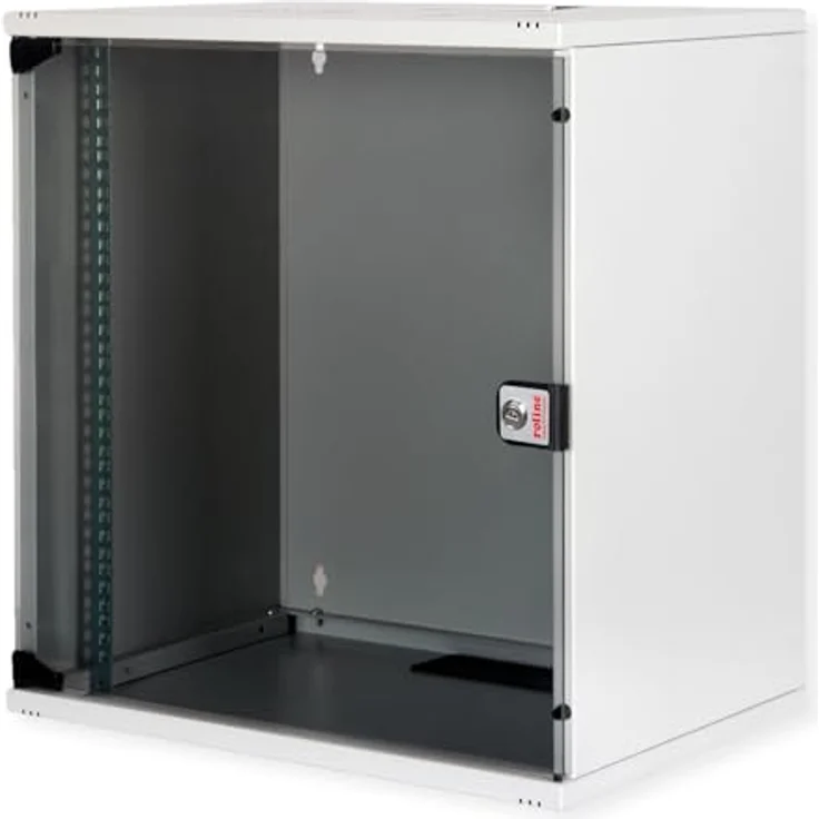 ROLINE 19-Zoll Wandgehäuse Basic 12 HE, 540x400 BxT Bausatz grau, mit Vollglastür und verstellbaren Profilschienen – Bild 2