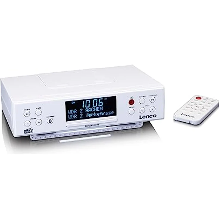 Lenco KCR-190 DAB+ Unterbau-Küchenradio - Bluetooth - PLL FM - 30 Senderspeicher - LED Display und Licht - Timer - Wecker - weiß – Bild 4