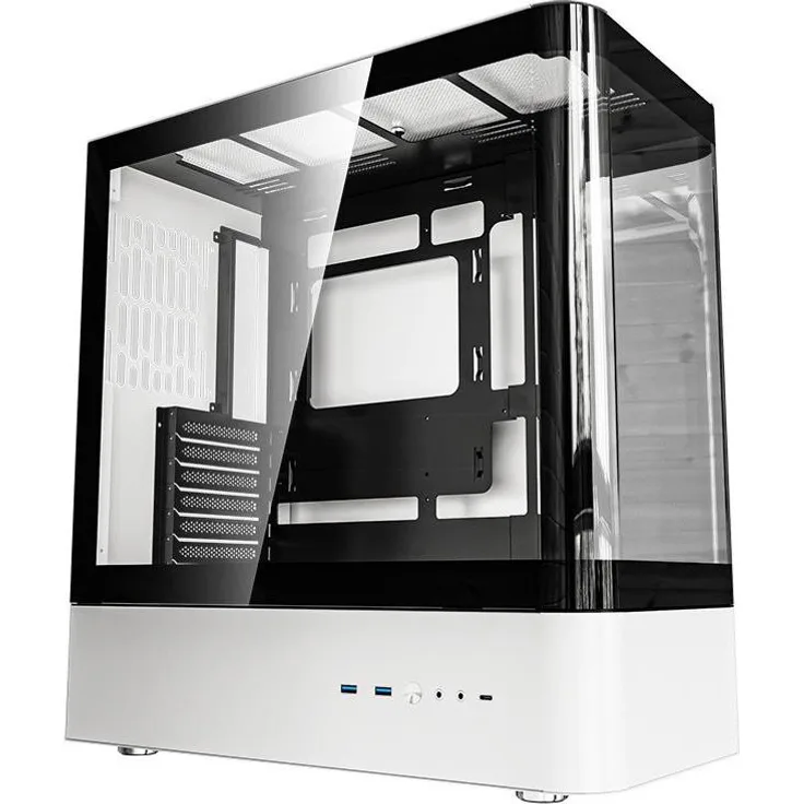 Darkflash Tech DarkFlash HM1 ATX Computer Case, Transparentes PC Gehäuse mit gehärtetem Glas, unterstützt ATX/M-ATX/ITX, inkl. USB 3.0 und USB-C Anschluss, modulares Design, kein Ventilator