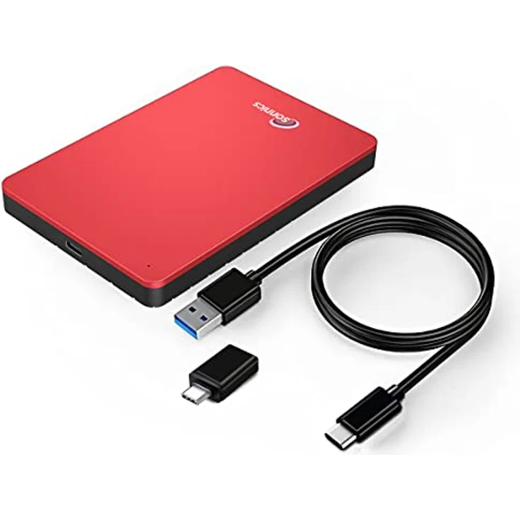 Sonnics 500GB Rot Externe tragbare Festplatte Typ C USB 3.1 kompatibel mit Windows-PC, Mac, Smart TV, Xbox One/Series X und PS4/PS5 – Bild 4