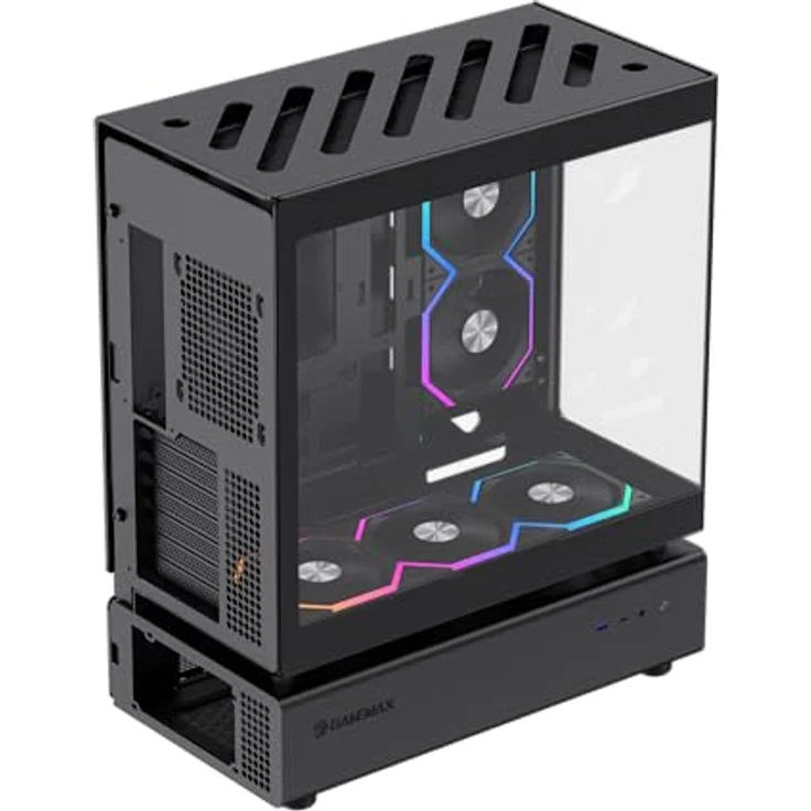 GameMax GAMEMAX N80 BK, Midi Tower Gehäuse ohne Netzteil, ATX, 5x ARGB Lüfter, 2x USB 3.0, 1x USB Type-C, Glasfenster – Bild 8