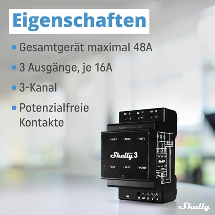 Shelly Pro 3 LAN und WiFi-DIN-Rail Switch – Bild 3