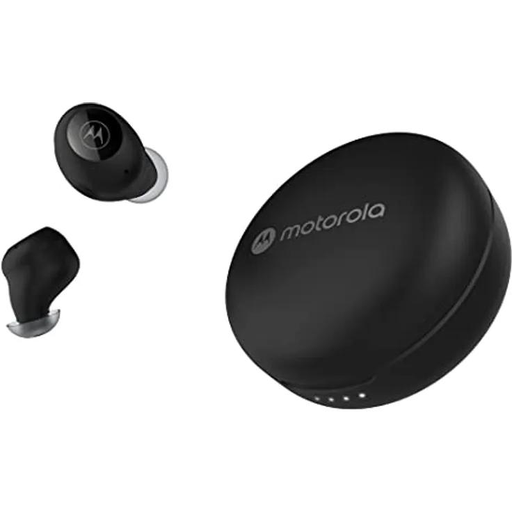 Motorola Sound Kabellose Ohrhörer - Moto Buds 250 - In-Ear - Qi-Technologie - Wasser- und Schweißfest - Touch- und Sprachsteuerung - 18 Stunden Spielzeit - Schwarz, S/M/L