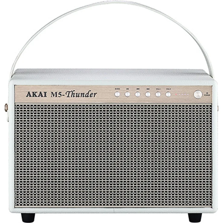 Akai M5-Thunder, Tragbarer Bluetooth-Lautsprecher mit 28 W RMS, 200 W Max, Akku bis 12 Std, Verkabelt & Kabellos, Weiß, Rechteck
