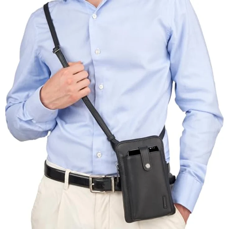 Roncato Detroit Handytasche aus 100% Leder, schwarz, 11.5 cm x 3.5 cm x 19 cm – Bild 4