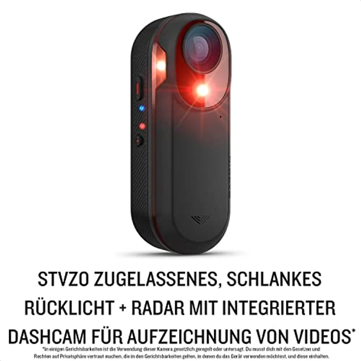 Garmin Varia RCT716 - Radar mit integrierter Dashcam zur Aufzeichnung und Speicherung von Ereignissen. Warnt vor heranfahrenden Fahrzeugen; STVZO Rücklicht mit 5 Lumen, inkl. 16 GB SD-Speicherkarte – Bild 2