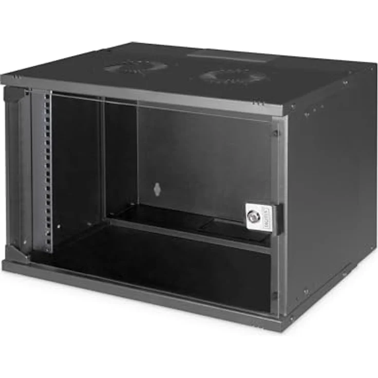 DIGITUS Netzwerkschrank SoHo Pro - 19-Zoll Rack 7 HE - Unmontiert - Wandmontage - 400 mm Tiefe - 327 mm Nutztiefe - Traglast 60 kg - Glastür - Schwarz – Bild 1