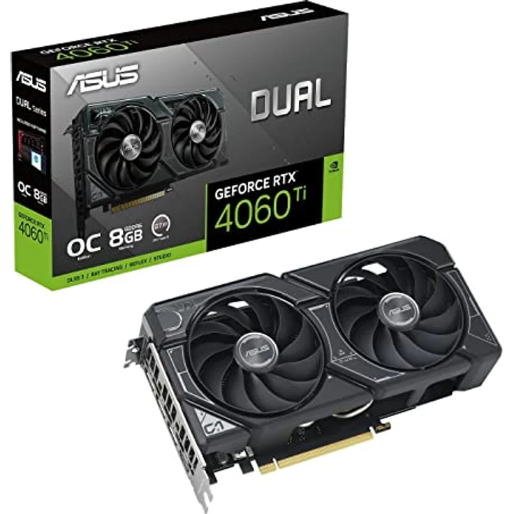 ASUS Dual GeForce RTX 4060 Ti OC Edition 8GB GDDR6 Gaming Grafikkarte schwarz (Nvidia GeForce RTX4060Ti DLSS 3, PCIe 4.0, 1x HDMI 2.1, 3x DisplayPort 1.4a, DUAL-RTX4060TI-O8G) – Bild 1