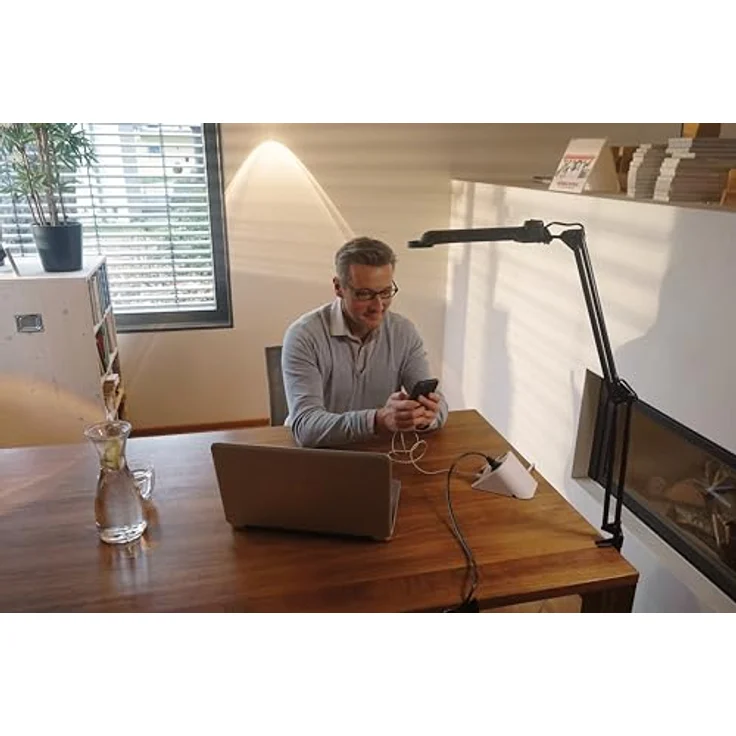 Brennenstuhl Desktop-Power, Steckdosenleiste 2-fach für den Tisch (Tischsteckdose mit 1,8m Kabel, Gummifüßen und 2-fach USB) weiß poliert – Bild 4