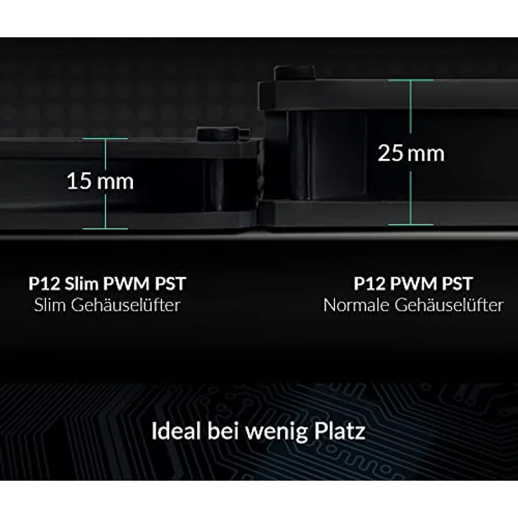 ARCTIC P12 Slim PWM PST (3 Stück) - PC Lüfter, 120 mm PWM PST Gehäuselüfter optimiert für statischen Druck, Case Fan mit PST-Anschluss (PWM Sharing Technology), besonders schmal - Schwarz - Preisvergleich – Bild 2