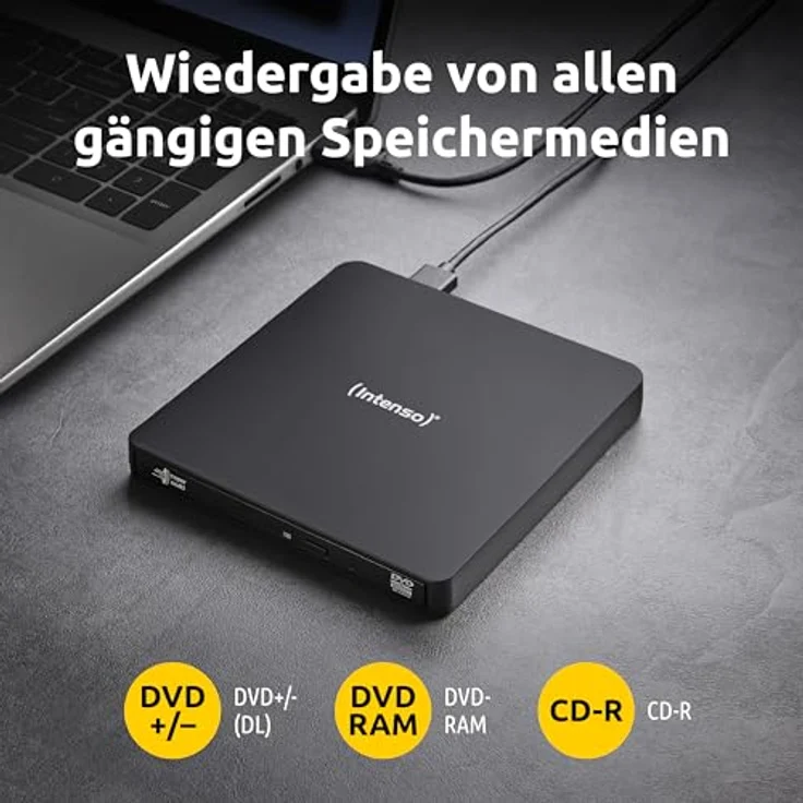 Intenso EOD 400D Slim, externes CD/DVD Laufwerk mit USB 3.2, für Laptop, Desktop PC, iMac, MacBook, Schwarz, inkl. Ashampoo Burning Studio – Bild 3