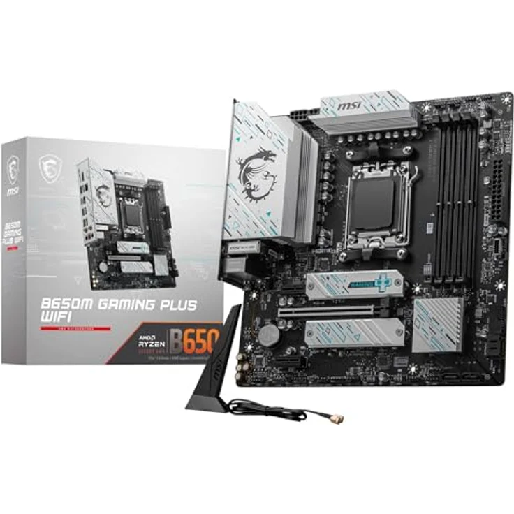 MSI B650M Gaming Plus WiFi Motherboard, mATX - Unterstützt AMD Ryzen 8000/7000 Prozessoren, AM5 - DDR5 Memory Boost 7800+ MHz/OC, PCIe 4.0 x16, M.2 Gen4, Wi-Fi 6E – Bild 1