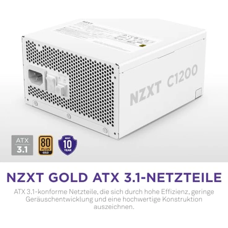 NZXT C1200 Gold ATX 3.1 - 1200 Watt PC-Gaming-Netzteil - 80 PLUS Gold - Zero Fan-Modus - Weiß - Preisvergleich – Bild 2