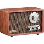 Cyberlux Nostalgie Kompaktanlage | Radio Holz mit Bluetooth, USB, SD Karten Slot | FM/AM | Retro Style | Stereoanlage | Küchenradio | Vintage Radio