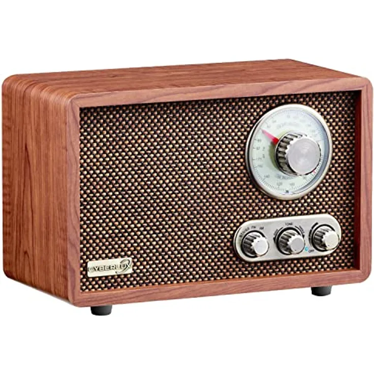 Cyberlux Nostalgie Kompaktanlage | Radio Holz mit Bluetooth, USB, SD Karten Slot | FM/AM | Retro Style | Stereoanlage | Küchenradio | Vintage Radio
