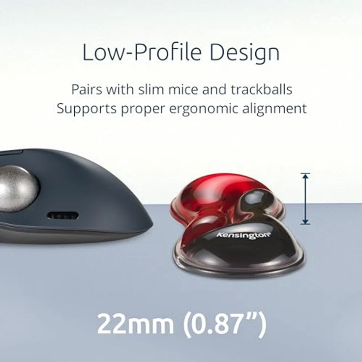 Kensington Slim Duo Gel Maus und Trackball Handgelenkstütze, ergonomisches Mauspad mit Gelkissen, Schwarz Rot, 192 x 72 x 22 mm – Bild 2