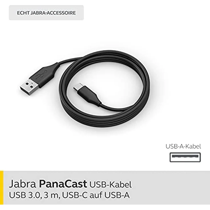 Jabra PanaCast 50 USB C to USB A Cable, 3 m - USB Cable 3.0 for PanaCast 50 Video Bar to Computer Connection - USB Type A Cable with Simple Plug & Play – Bild 2
